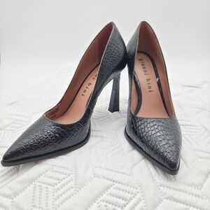 Gianni Bini Crocodile Embossed Pointed Toe Flared Heel Pumps women 8.5M Truby